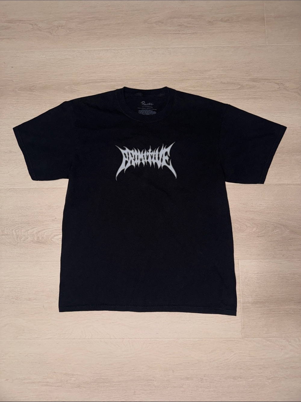 Primitive Black Short-Sleeve Tee with Silver Graphic Logo & Back Graphic Design